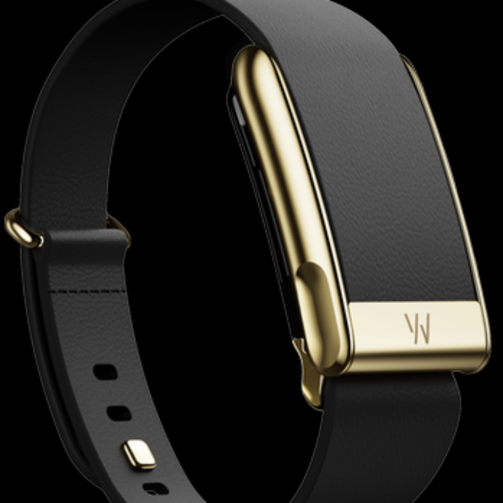 Whoop MG LeatherLuxe Tapered Band | Black with Gold
